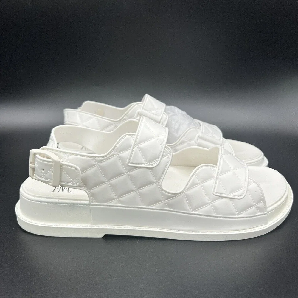 INC‎ International Concepts Liyanap White Quilted Jelly Sandals Womens 8 M